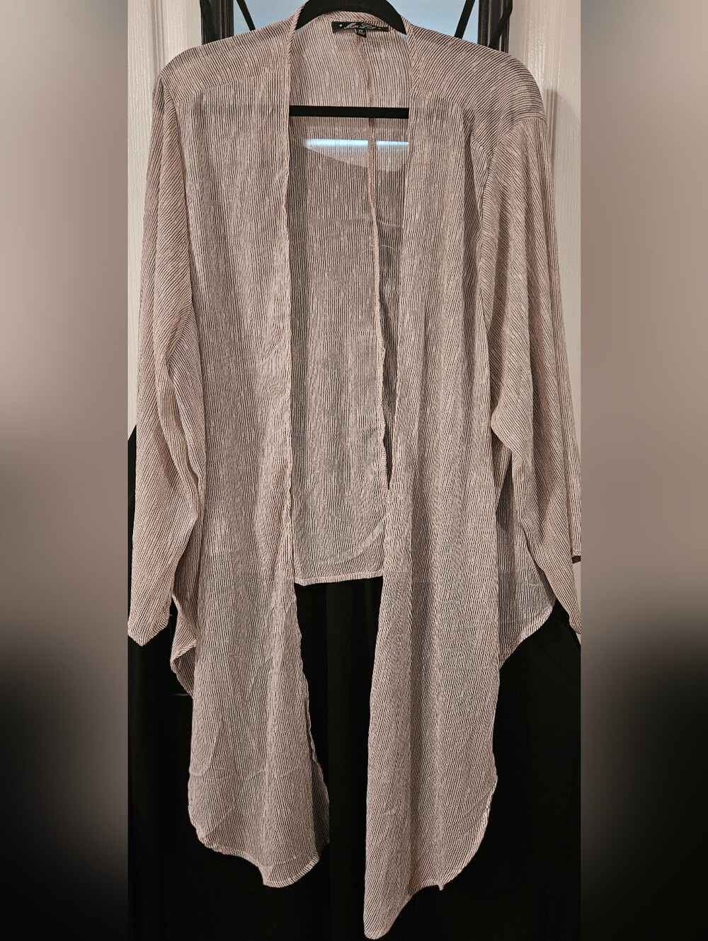 Striped Lightweight Wrap/Cardigan - Beige & Black